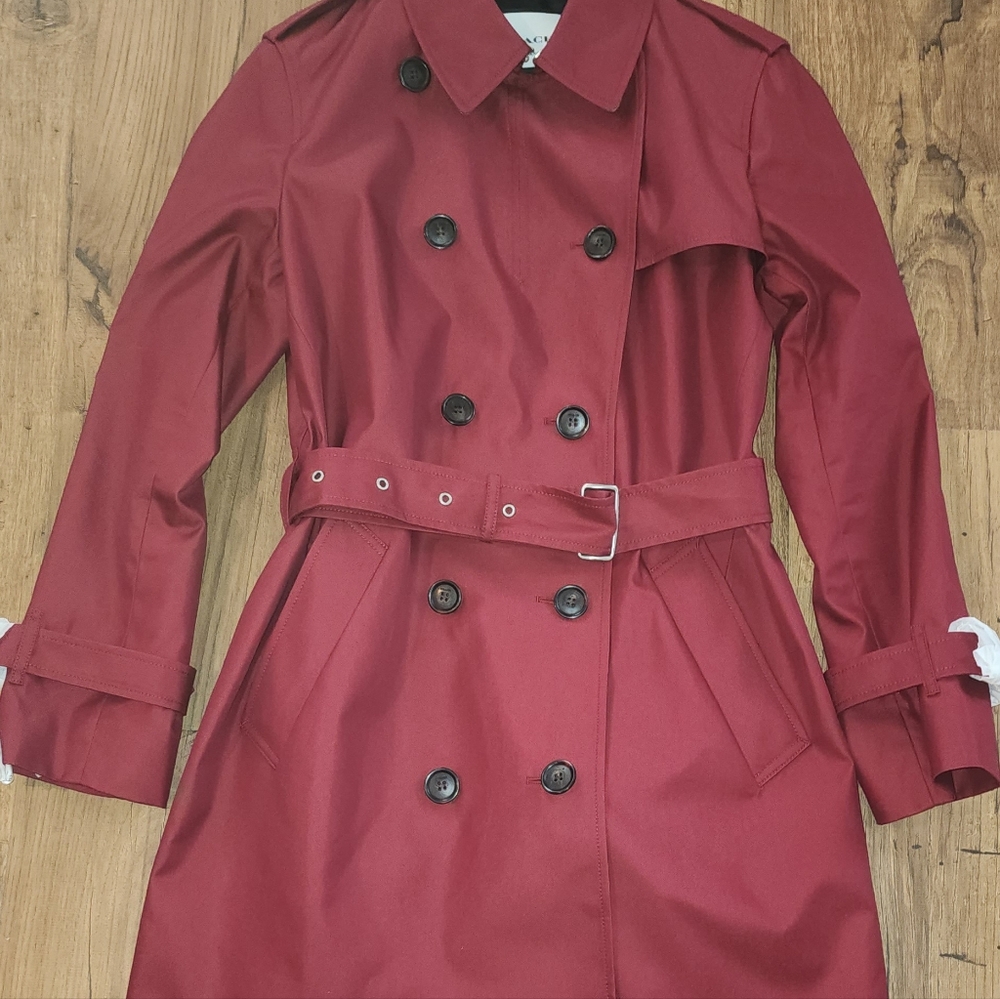 Coach Size L Ruby Red Trench Coat